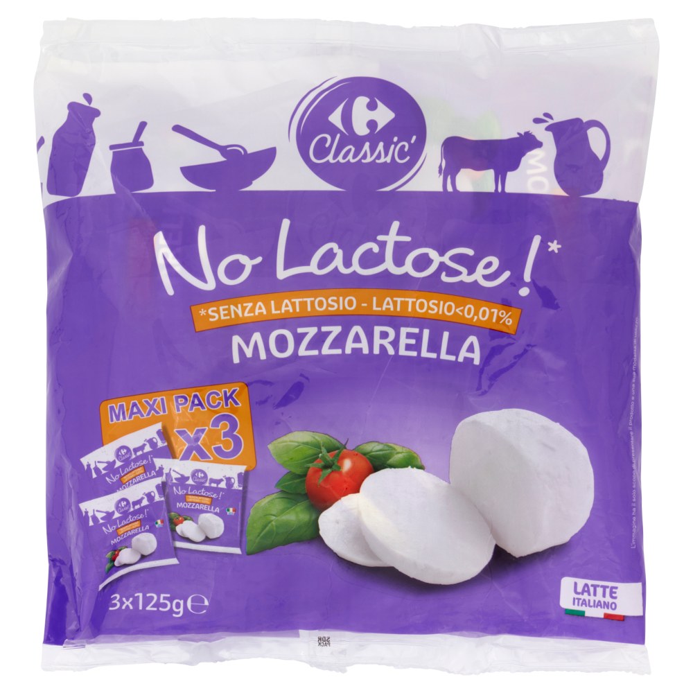 Carrefour - Classic No Lactose Mozzarella Senza Lattosio 3×125 g