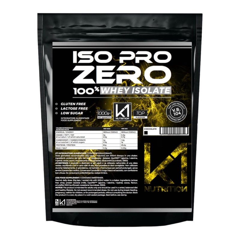 Confezione di K1 Nutrition ISO PRO ZERO, whey isolate 1 kg