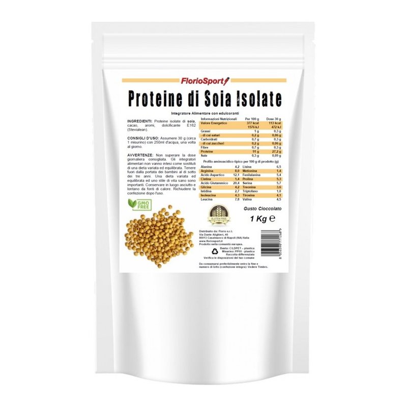 Confezione di FlorioSport Proteine di Soia Isolate, cioccolato 1 kg