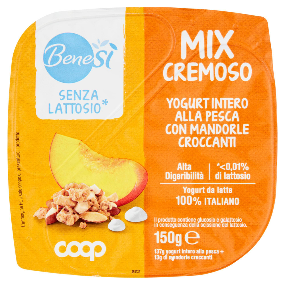 Coop - Mix Cremoso Yogurt Pesca e Mandorle Senza Lattosio Bene Sì