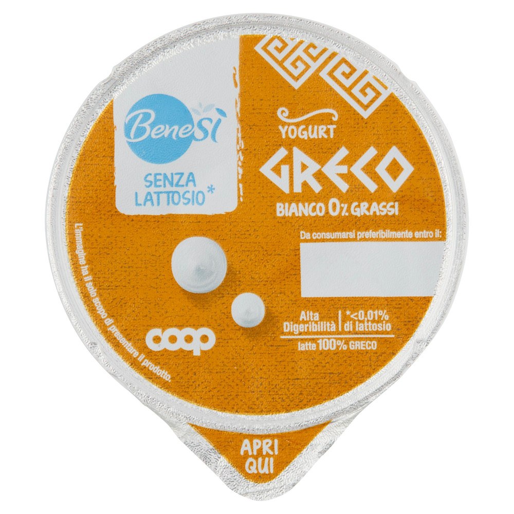 Coop - Yogurt Greco Bianco 0% Senza Lattosio Bene Sì
