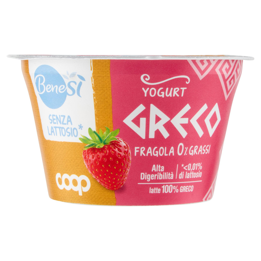Coop - Yogurt Greco Fragola 0% Senza Lattosio Bene Sì