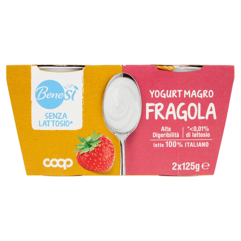 Coop - Yogurt Magro Fragola Senza Lattosio Bene Sì 2×125 g