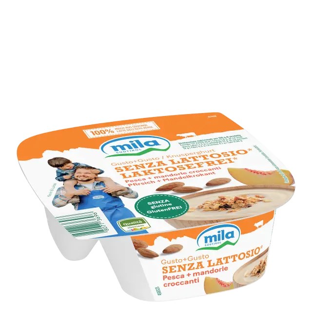 Mila - Gusto+Gusto Senza Lattosio Pesca e Mandorle Croccanti